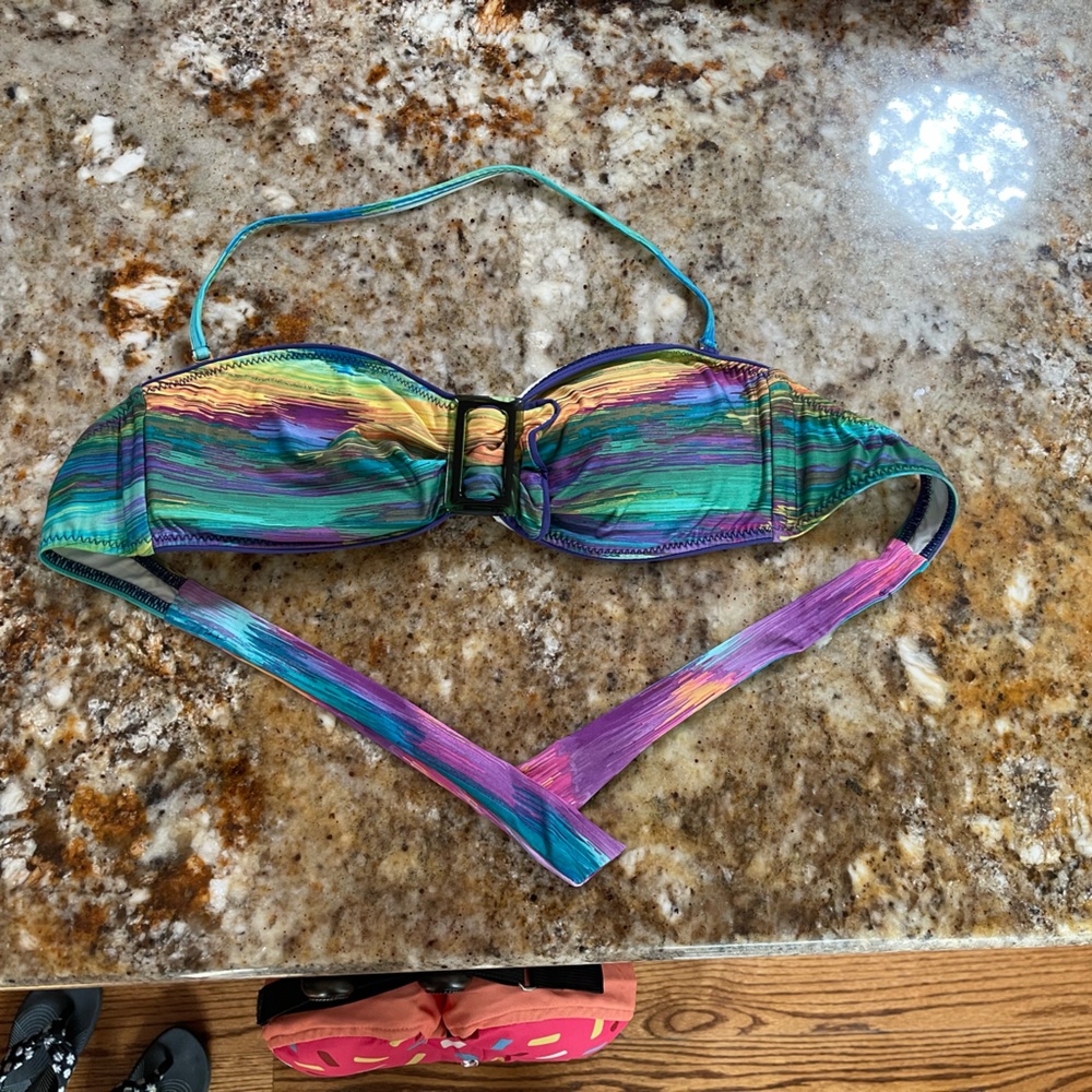 ABS Allen Schwartz Multicolor Padded Bandeau Bikini Top Size 10 EXC